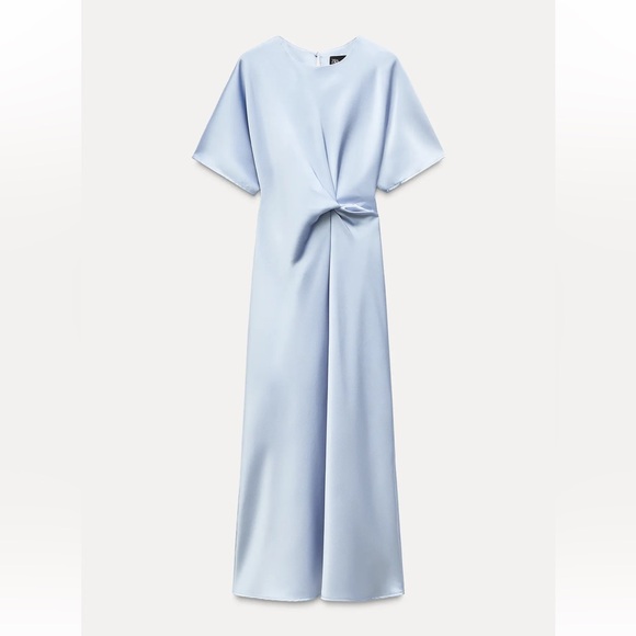 Zara - Blue Satin Midi Dress - Small - NWT - Picture 2 of 5